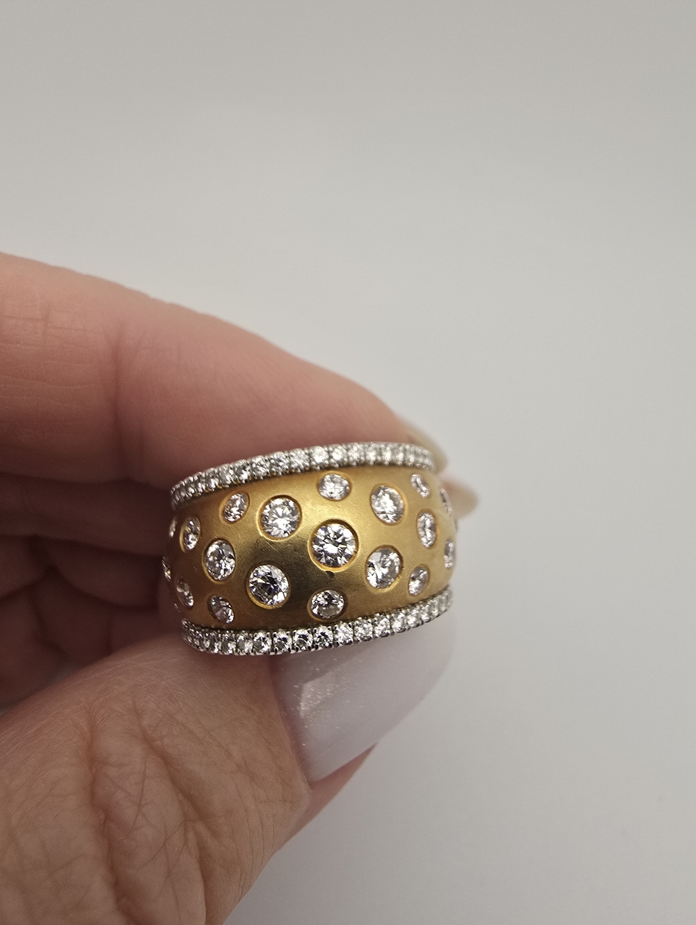 $13650 Rare Authentic Jack Kelege 18K White/Yellow Gold Diamond Ring Size 8